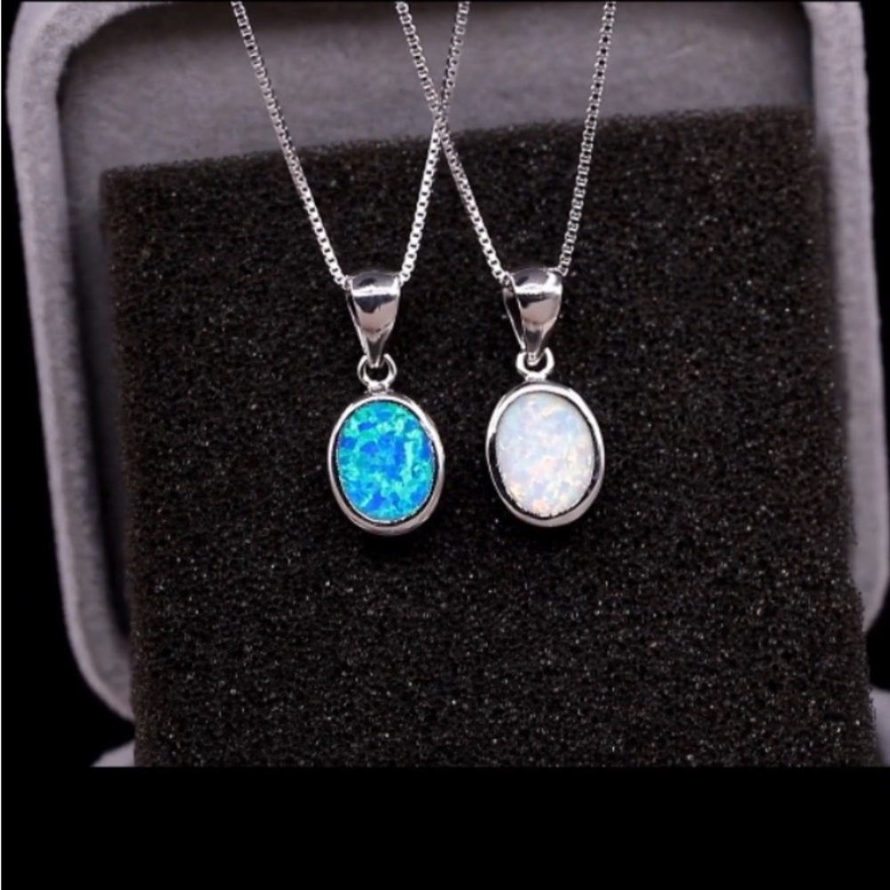 Natural Opal Gemstone Pendant 14K Gold Plated Diamond Cut Chain